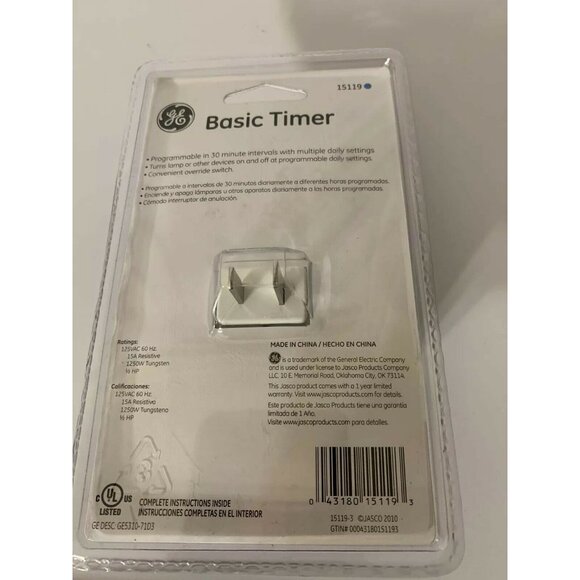 New GE BASIC Programmable Timer 15119 Lamp & Appliance Plug Timer INDOOR USE - Picture 4 of 4